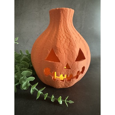 Photophore Citrouille Halloween avec Bougie LED Incluse – Déco Table, Lanterne Lumineuse, Ambiance Automne Fête Halloween