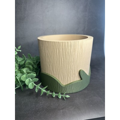 Cache-pot vert olive et beige avec trou de drainage – Design naturel et moderne