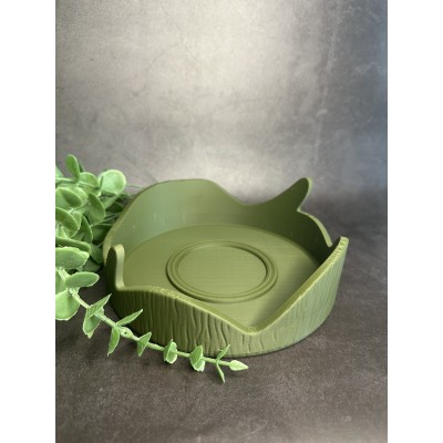 Cache-pot vert olive et beige avec trou de drainage – Design naturel et moderne