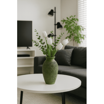 Vase décoratif vert olive style Casablanca – Déco orientale chic, moderne pour maison et salon