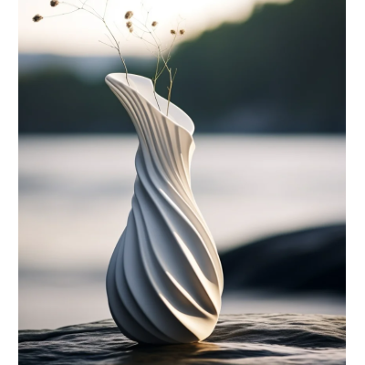 Vase design blanc torsadé Livigno – Déco minimaliste et moderne – Pot de fleur sculptural pour salon, bureau ou table